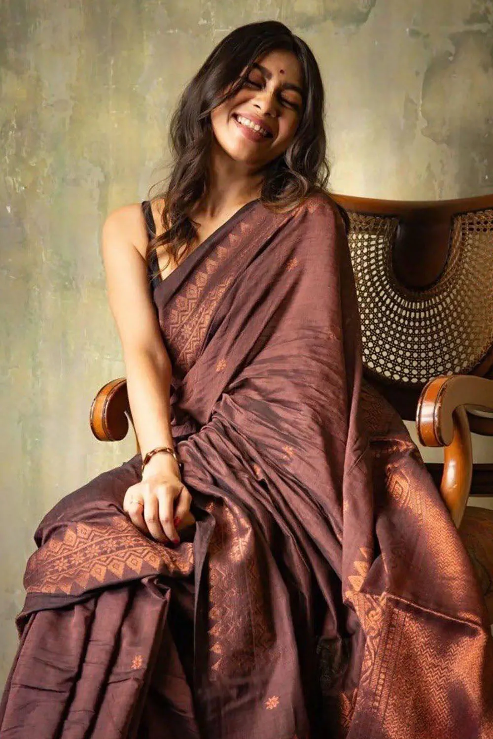 Coffee Alluring Soft Banarasi Silk Saree