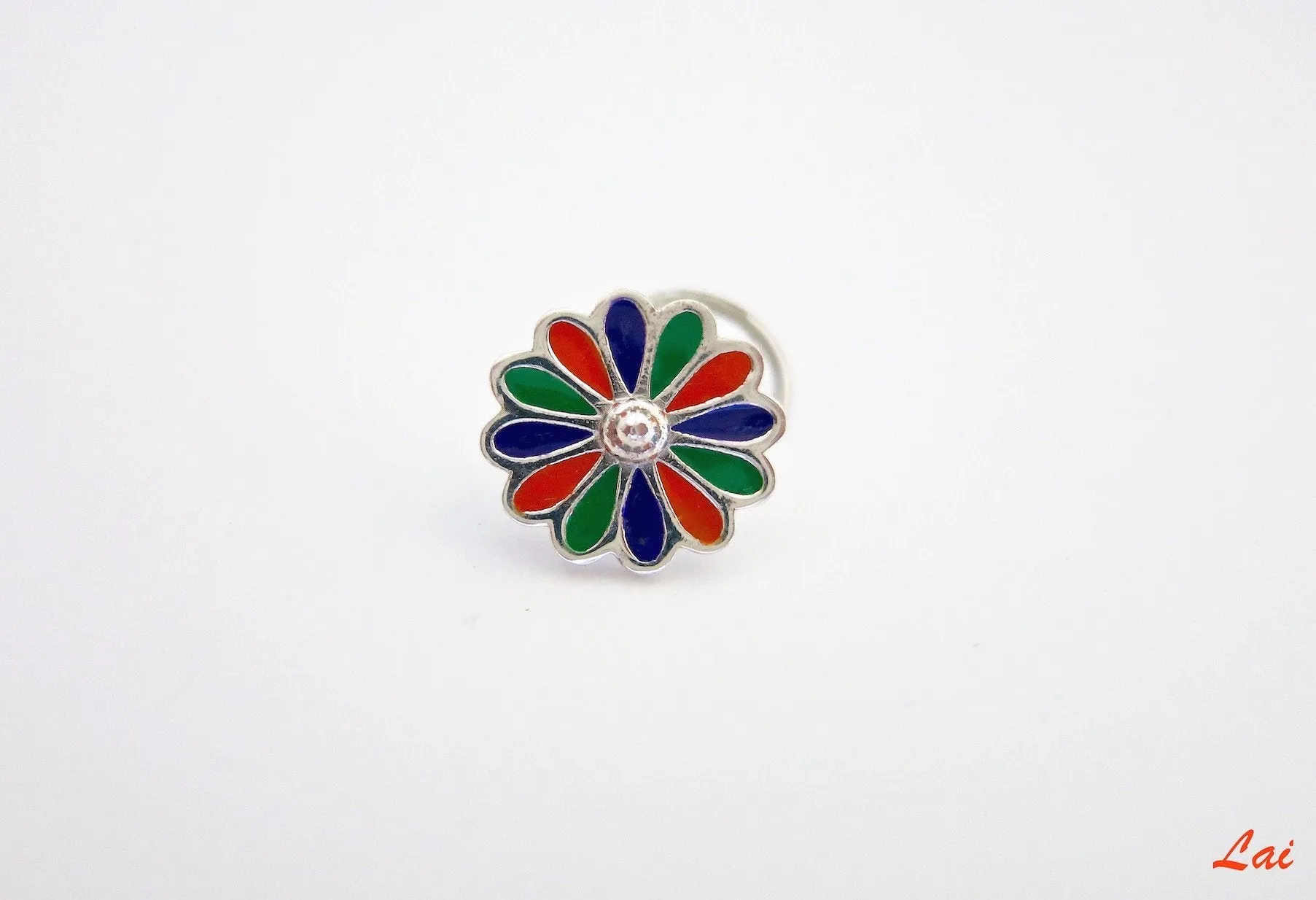 Colorful and artistic, floral enamel nose pin
