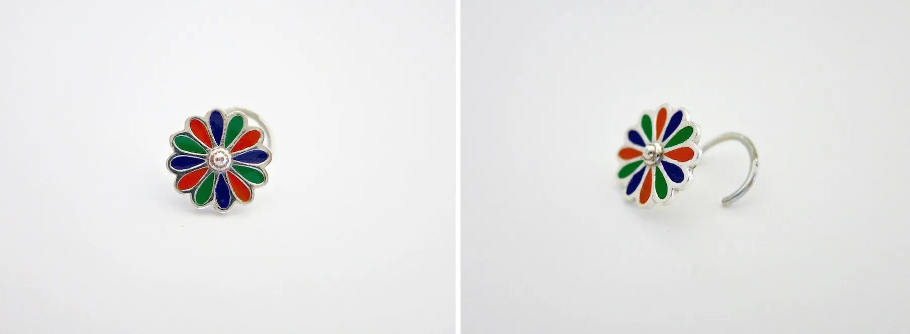 Colorful and artistic, floral enamel nose pin