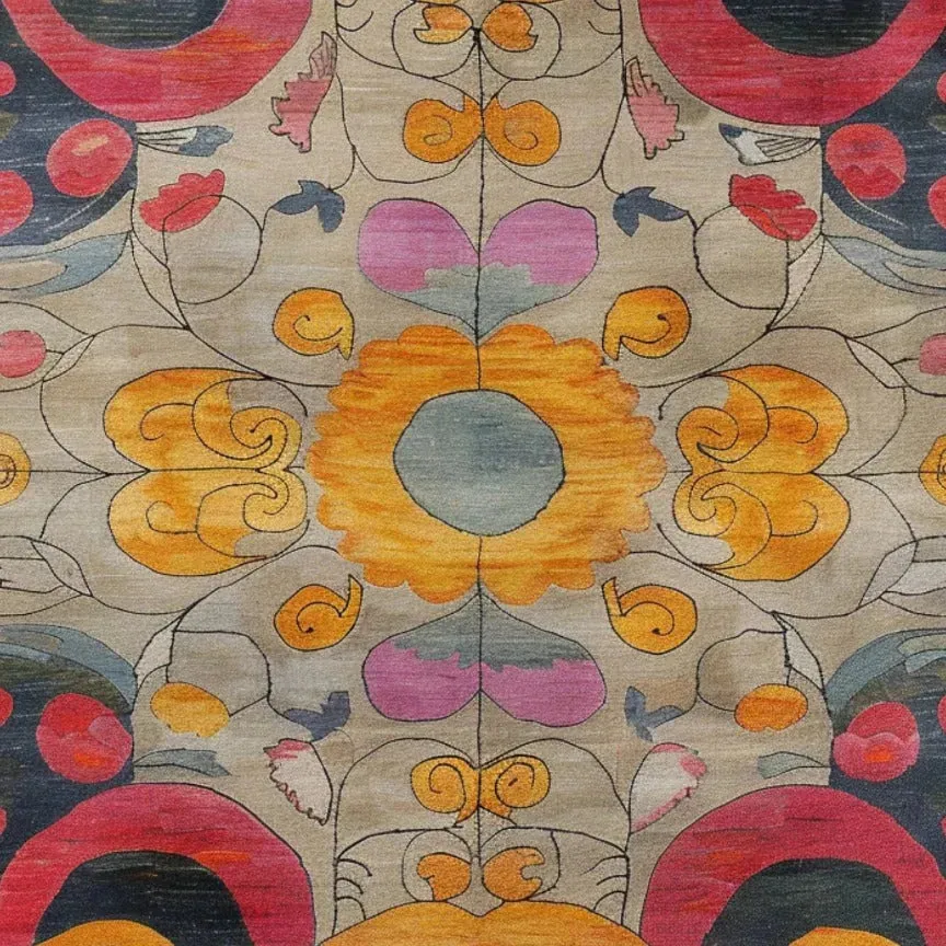 Colorful Kaleidoscope Hand Knotted Area Rug