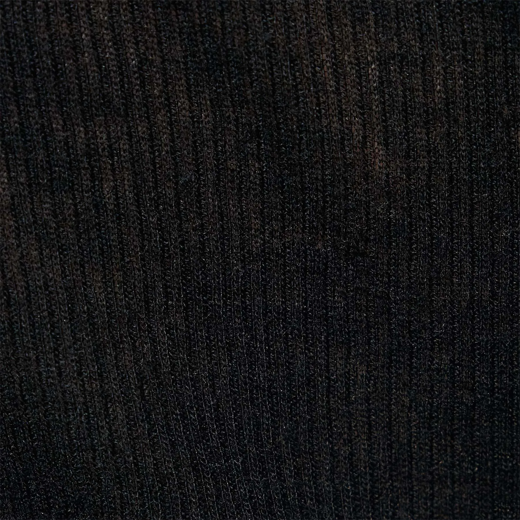 Cotton Cashmere Rib Open Polo - Black