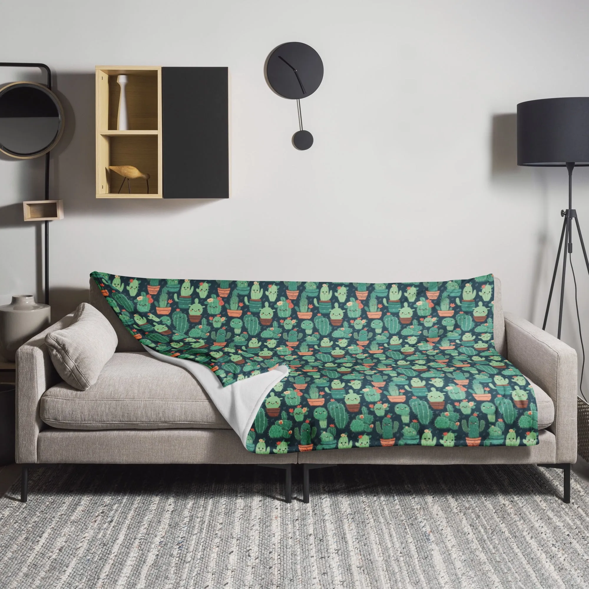 Cute Cactus Cartoon Throw Blanket C0004