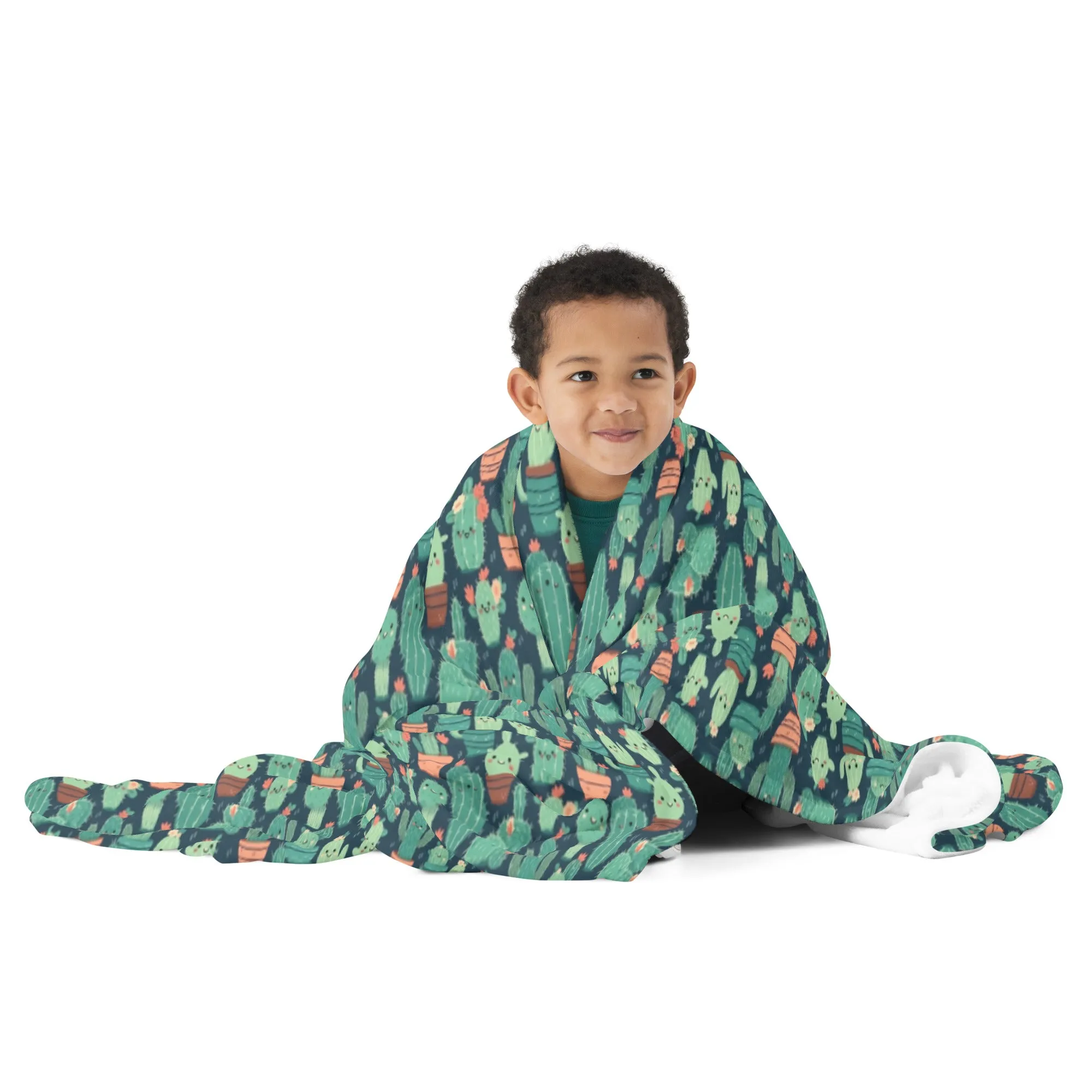 Cute Cactus Cartoon Throw Blanket C0004