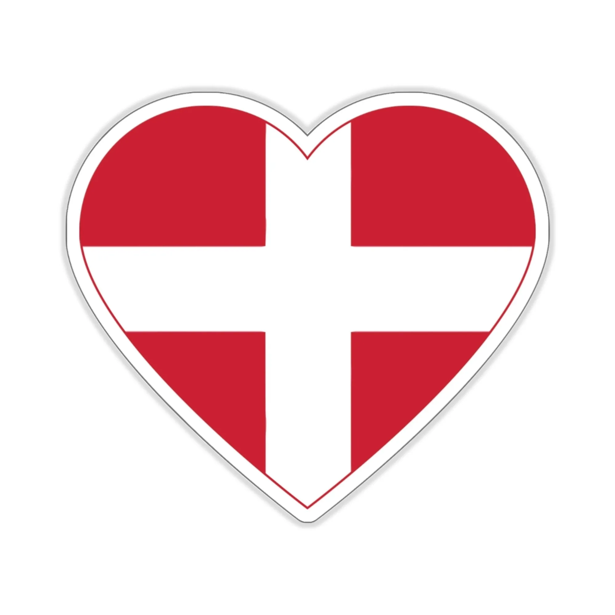Danish Flag Heart Sticker