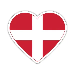 Danish Flag Heart Sticker