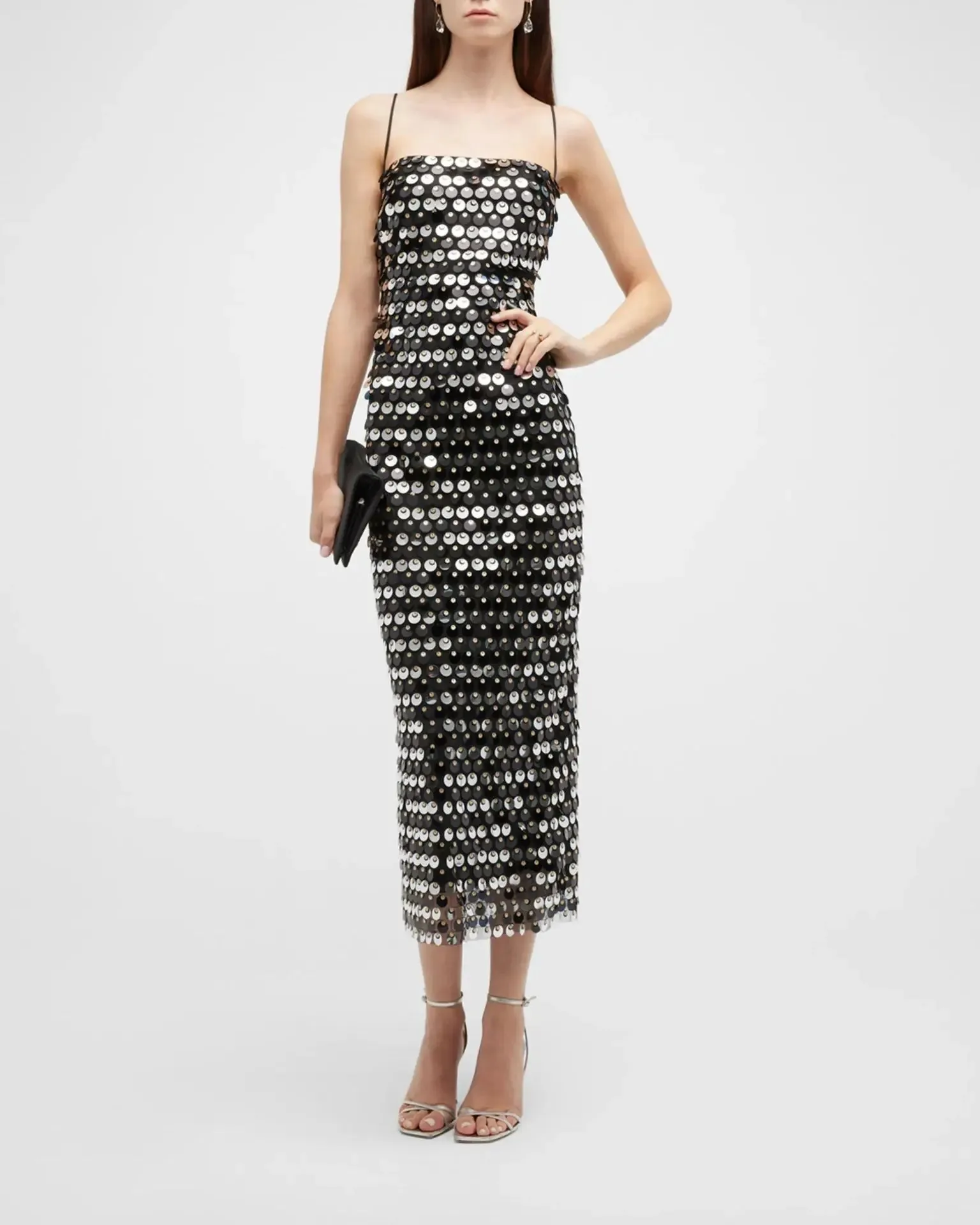 Elegant Sparkling Slim Sequin Dress for Women High Quality Backless Spaghetti Strap Party Evening Dress New Chic Long Dresses