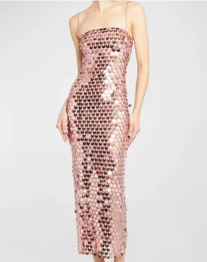 Elegant Sparkling Slim Sequin Dress for Women High Quality Backless Spaghetti Strap Party Evening Dress New Chic Long Dresses