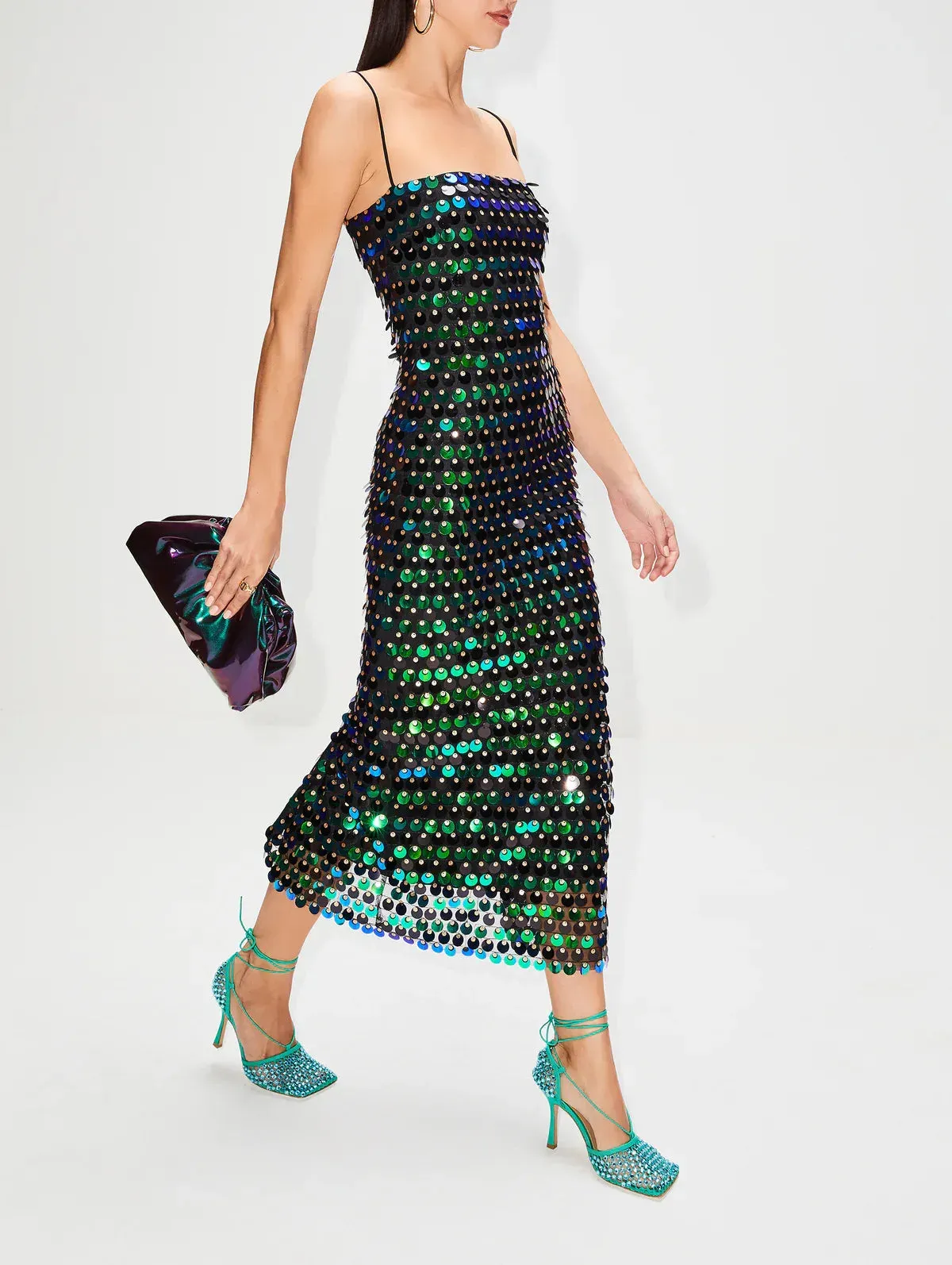 Elegant Sparkling Slim Sequin Dress for Women High Quality Backless Spaghetti Strap Party Evening Dress New Chic Long Dresses