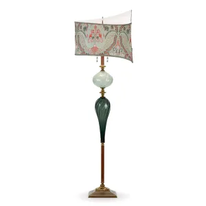 Enzo Floor Lamp F221Ao171 Colors Green Gray Orange White Shade Gray Blue and Sea Foam Blown Glass Base by Kinzig Design