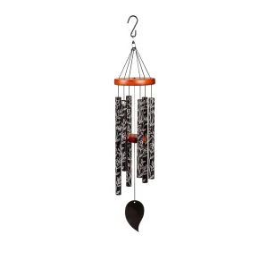 Evergreen Wind,30" H Black Etched Hand Tuned Wind Chime, Scale of "A",6x6x30 Inches