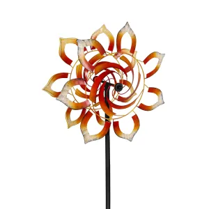 Evergreen Wind,75" Orange Spiral Flower Spinner,10.25x22x74 Inches