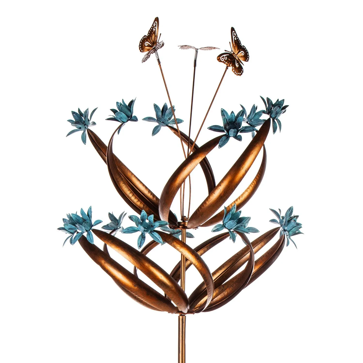 Evergreen Wind,84" H Wind Spinner, Butterfly Swirls and Flower Motions,24x24x84 Inches