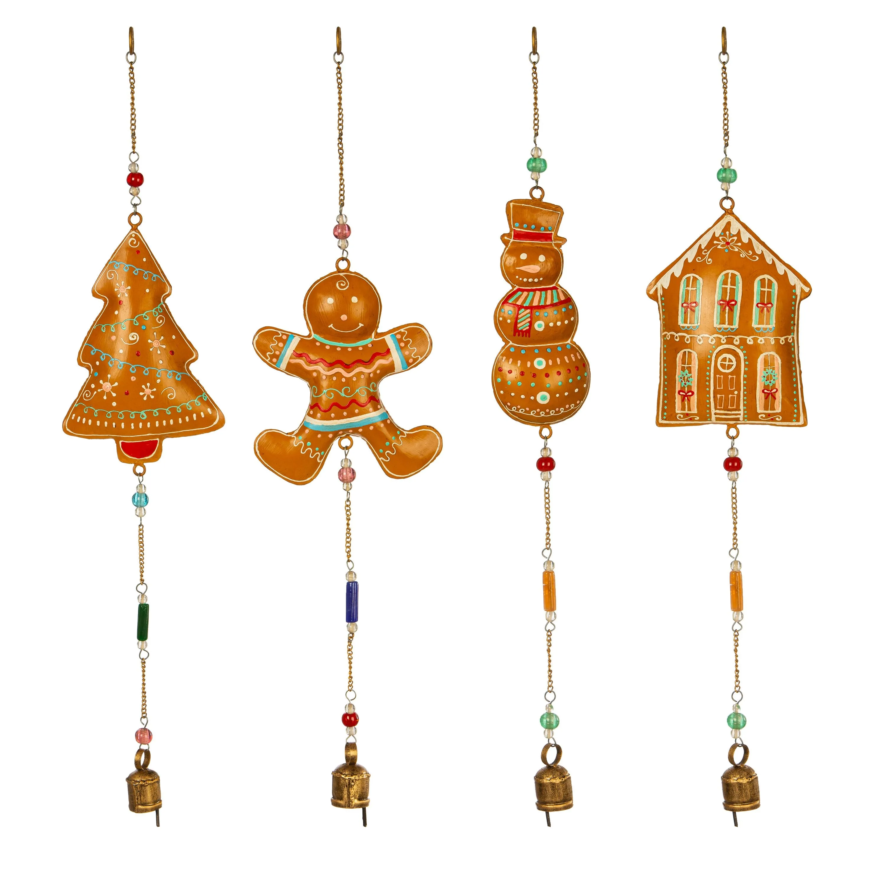 Evergreen Wind,Hand-Painted Puffy Gingerbread Bell,6x1.75x28 Inches