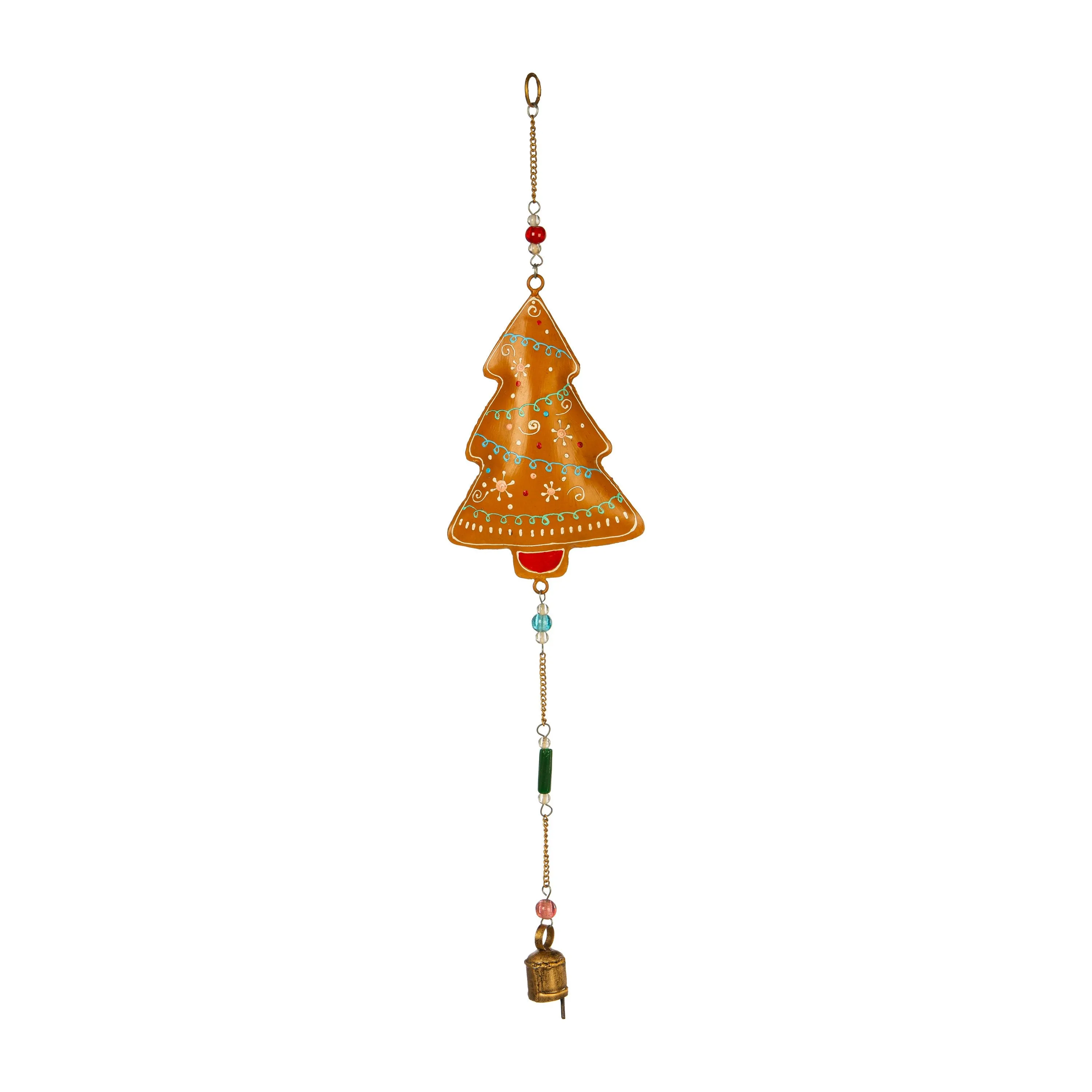 Evergreen Wind,Hand-Painted Puffy Gingerbread Bell,6x1.75x28 Inches