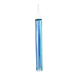 Evergreen Wind,Shades of Blues Ribbon Solar Powered Windsock,6x6x47 Inches