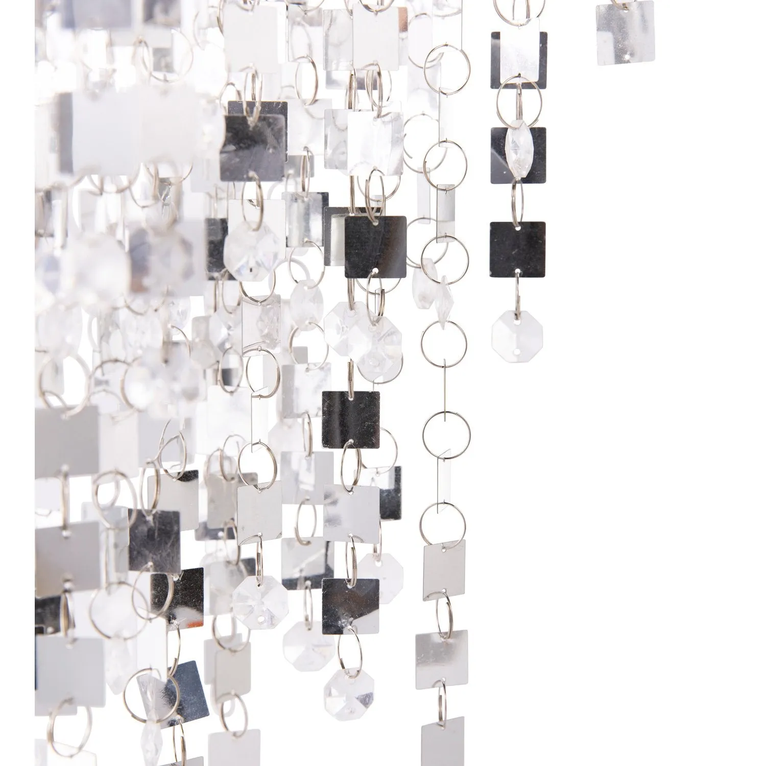 Evergreen Wind,Silver Mirrored Star-Shaped Outdoor Chandelier with Solar Lights,12x12x29.5 Inches