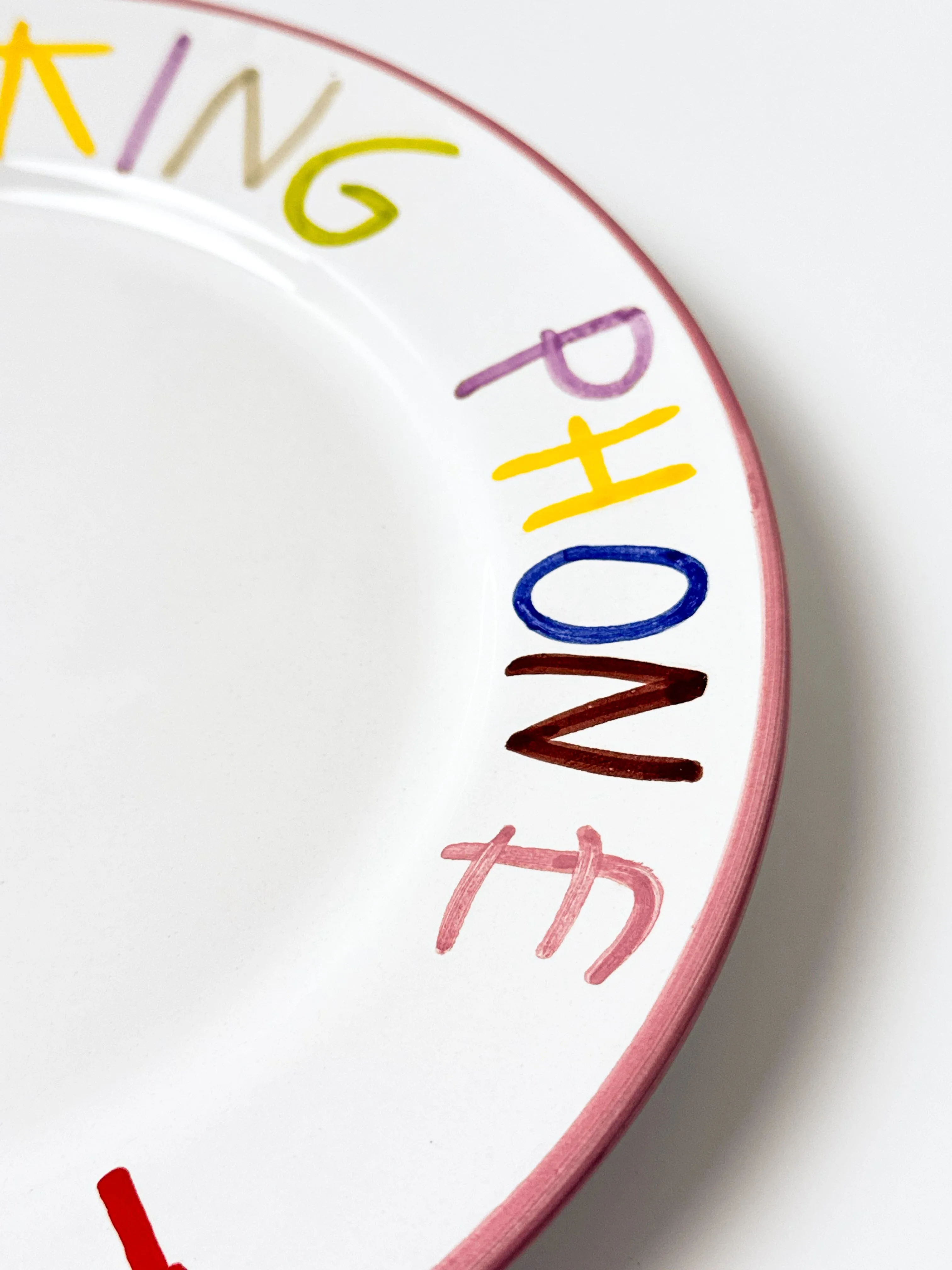 'Fcking Phone' Hand Painted Ceramic Plate