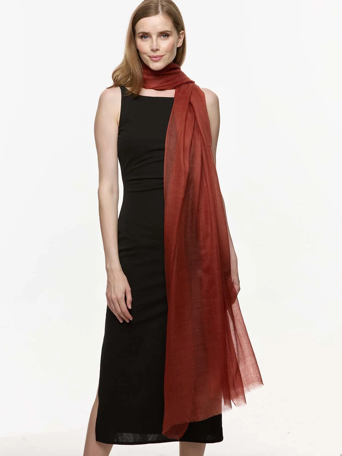Featherlight Auburn Cashmere Scarf