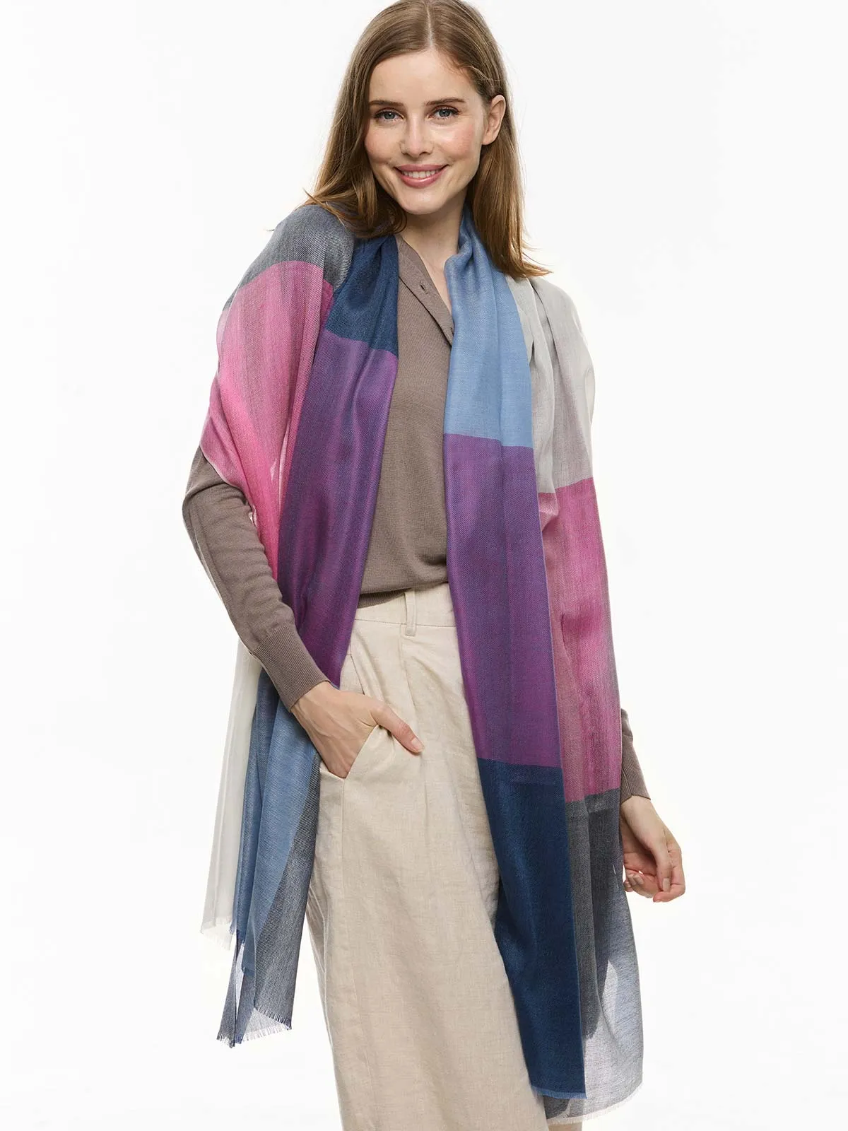 Featherlight Blue Purple Cashmere Scarf