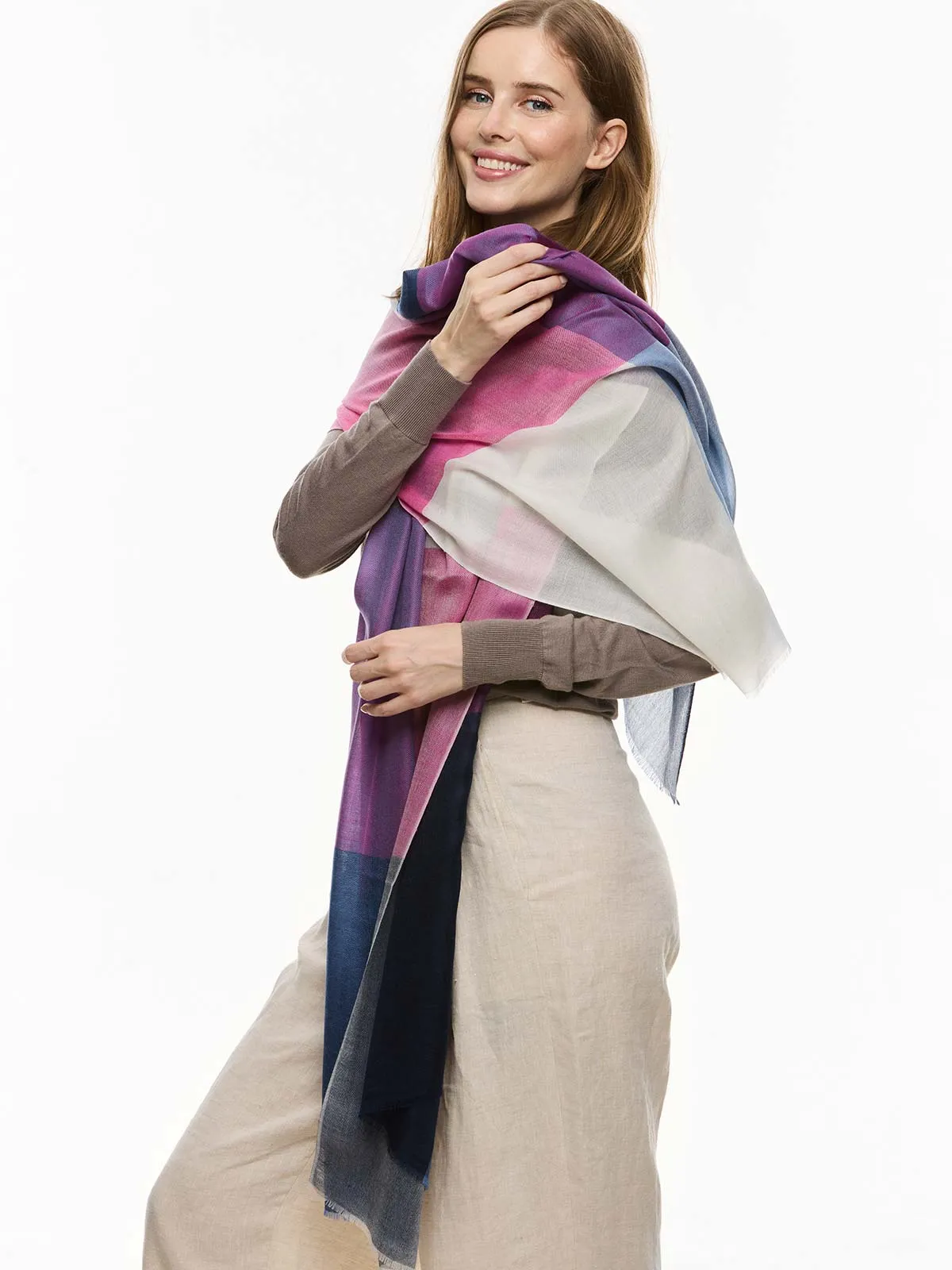 Featherlight Blue Purple Cashmere Scarf