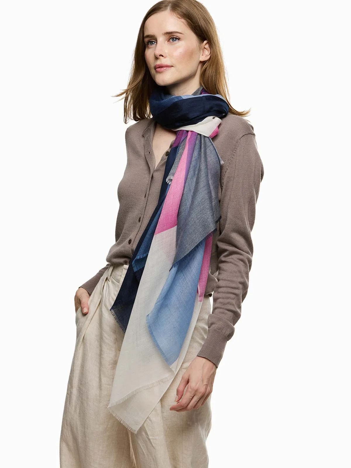 Featherlight Blue Purple Cashmere Scarf