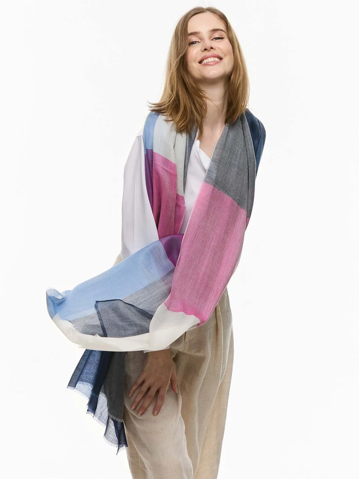 Featherlight Blue Purple Cashmere Scarf