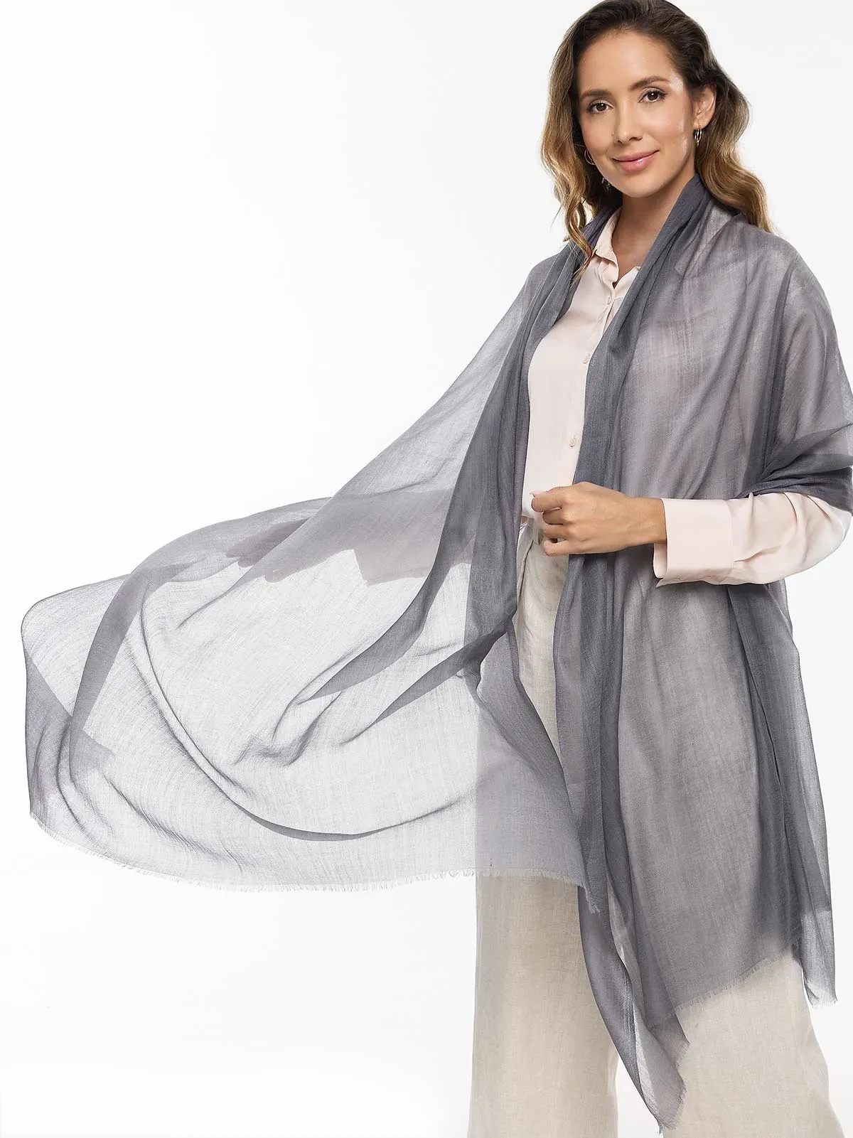 Featherlight Charcoal Gray Cashmere Scarf