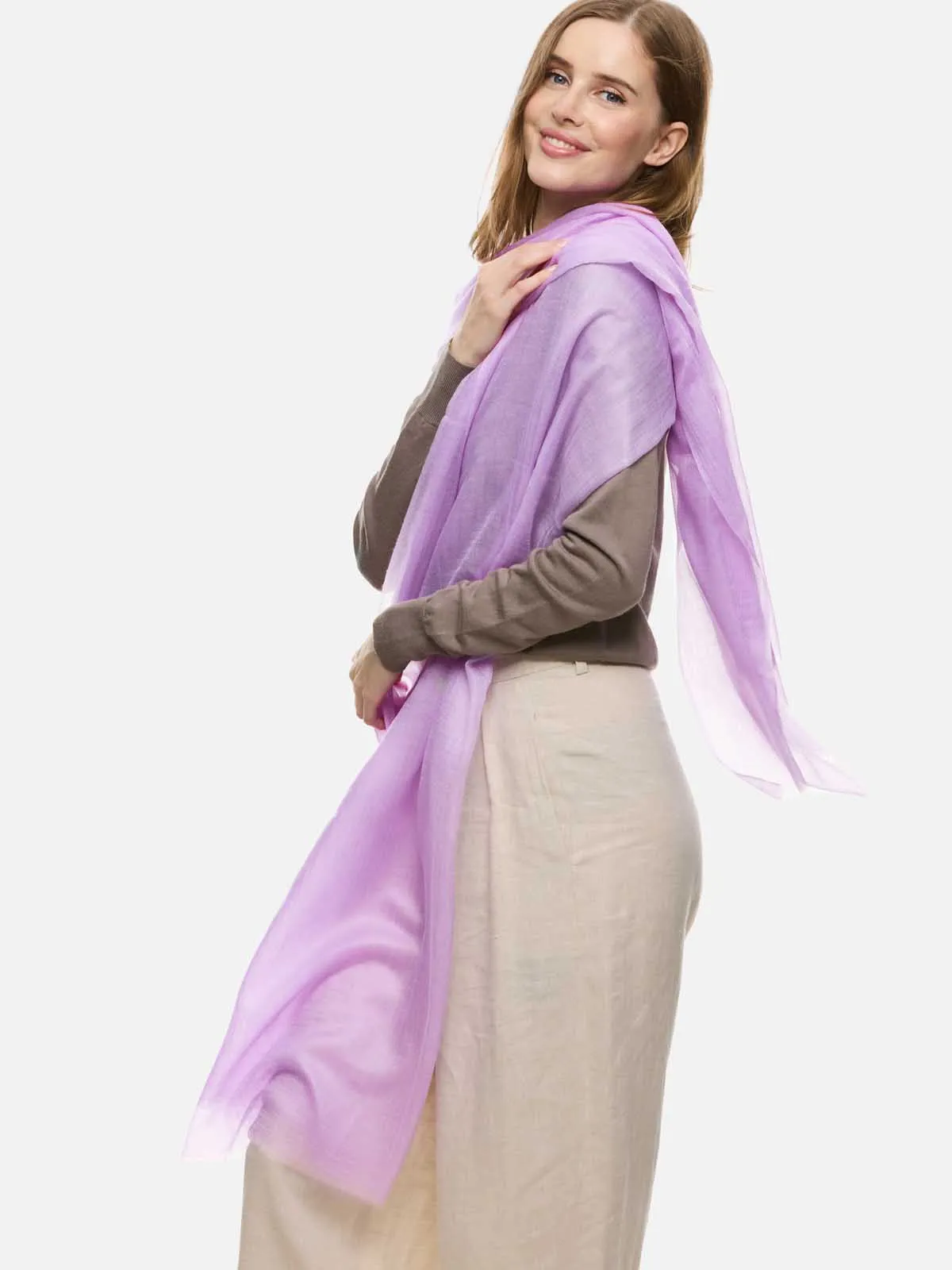 Featherlight Lilac Cashmere Scarf