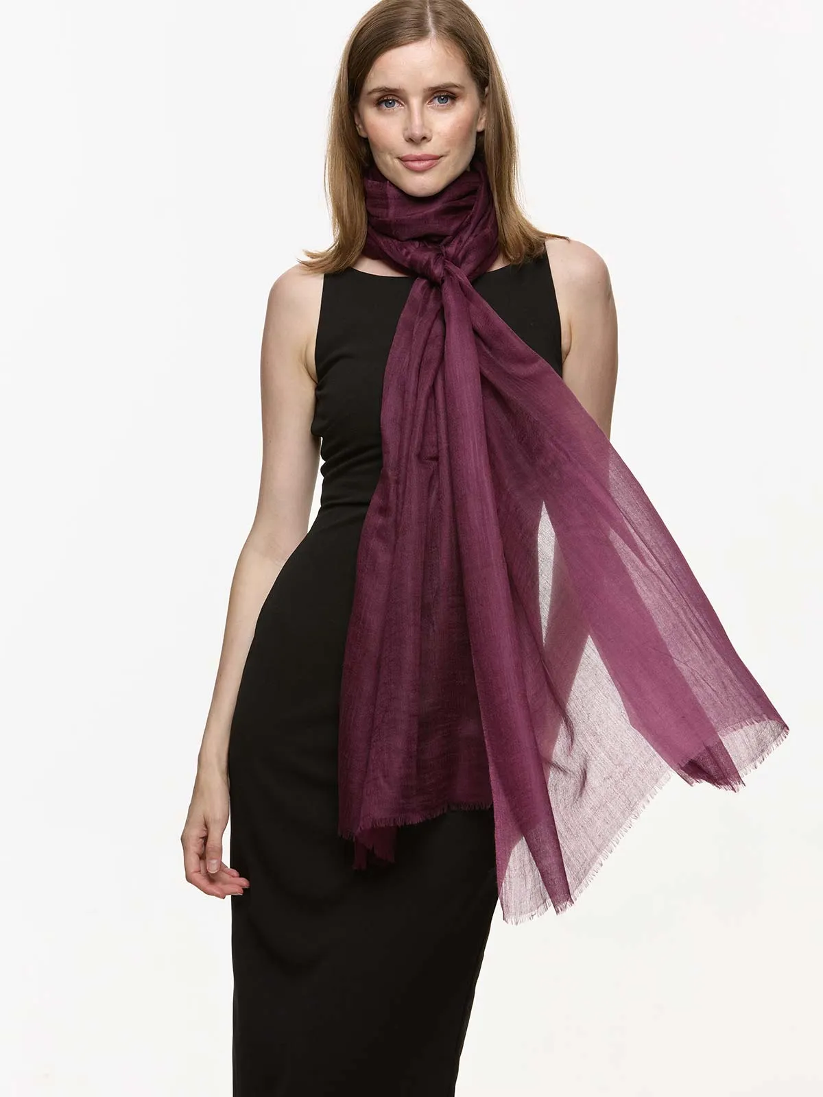 Featherlight Mauve Wine Cashmere Scarf