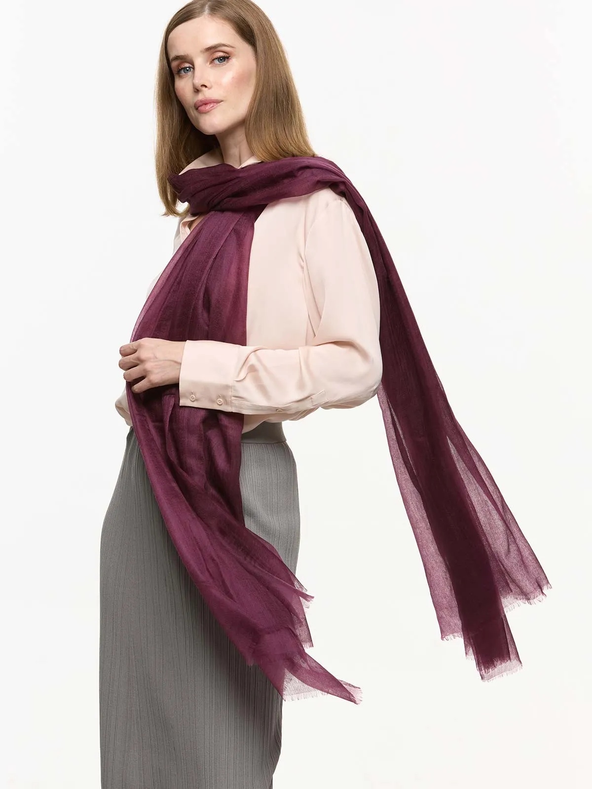 Featherlight Mauve Wine Cashmere Scarf