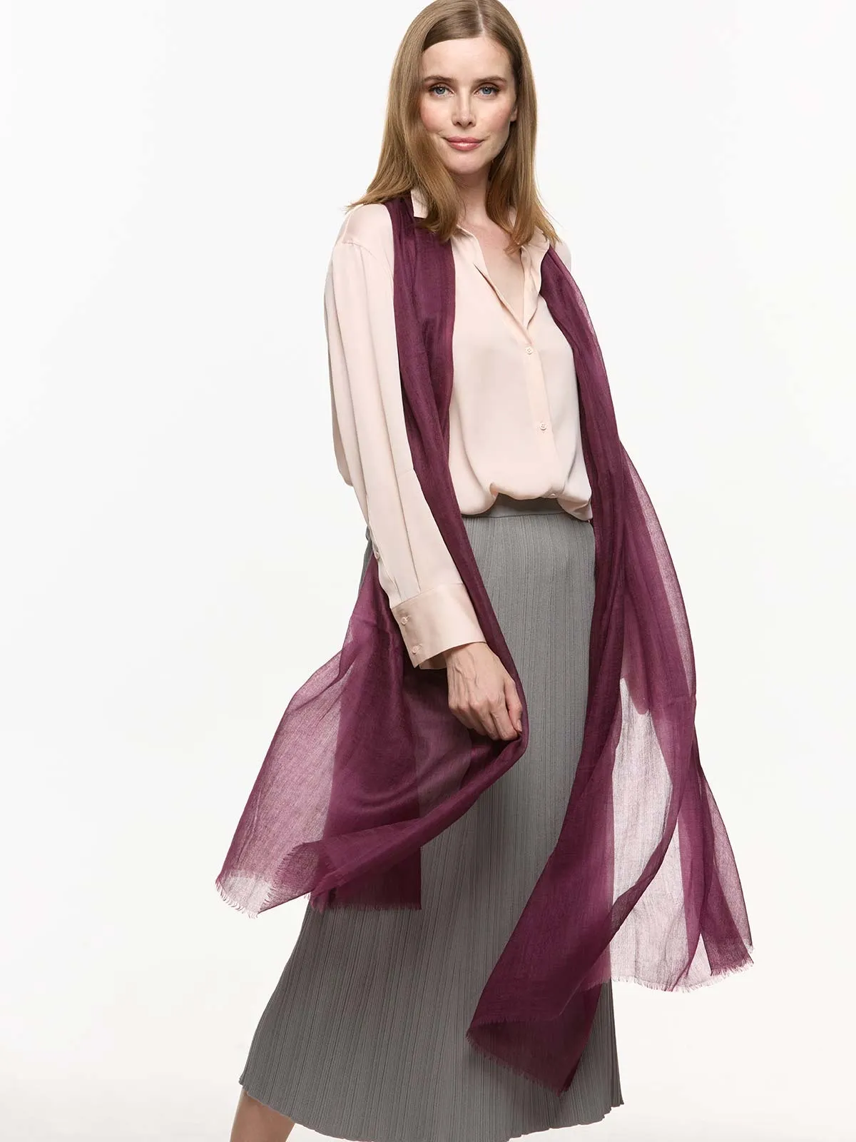 Featherlight Mauve Wine Cashmere Scarf