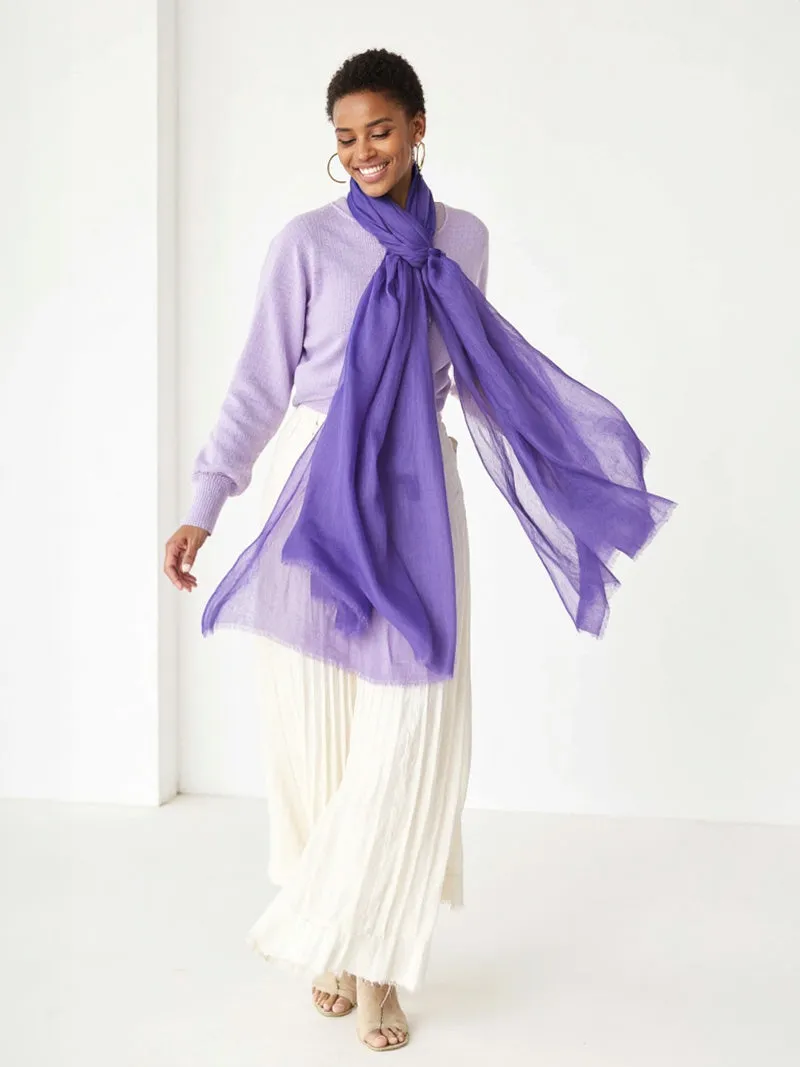 Featherlight Royal Purple Cashmere Scarf