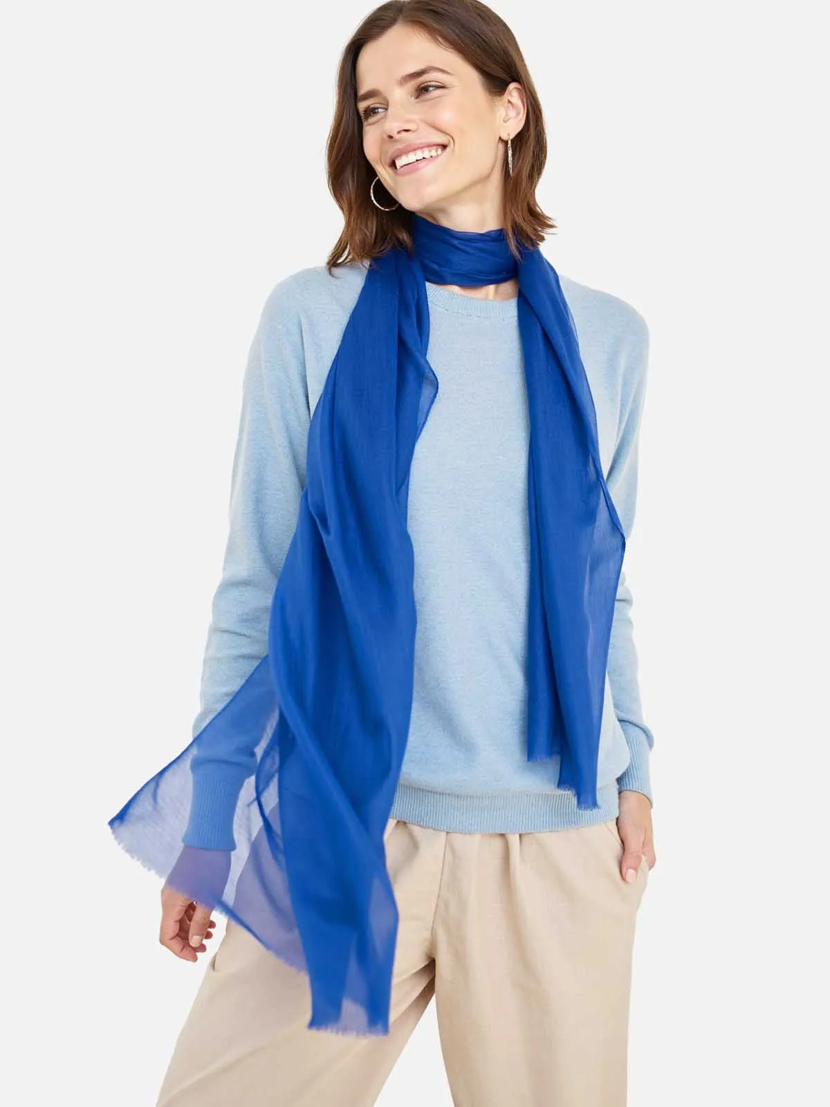 Featherlight Sapphire Cashmere Scarf