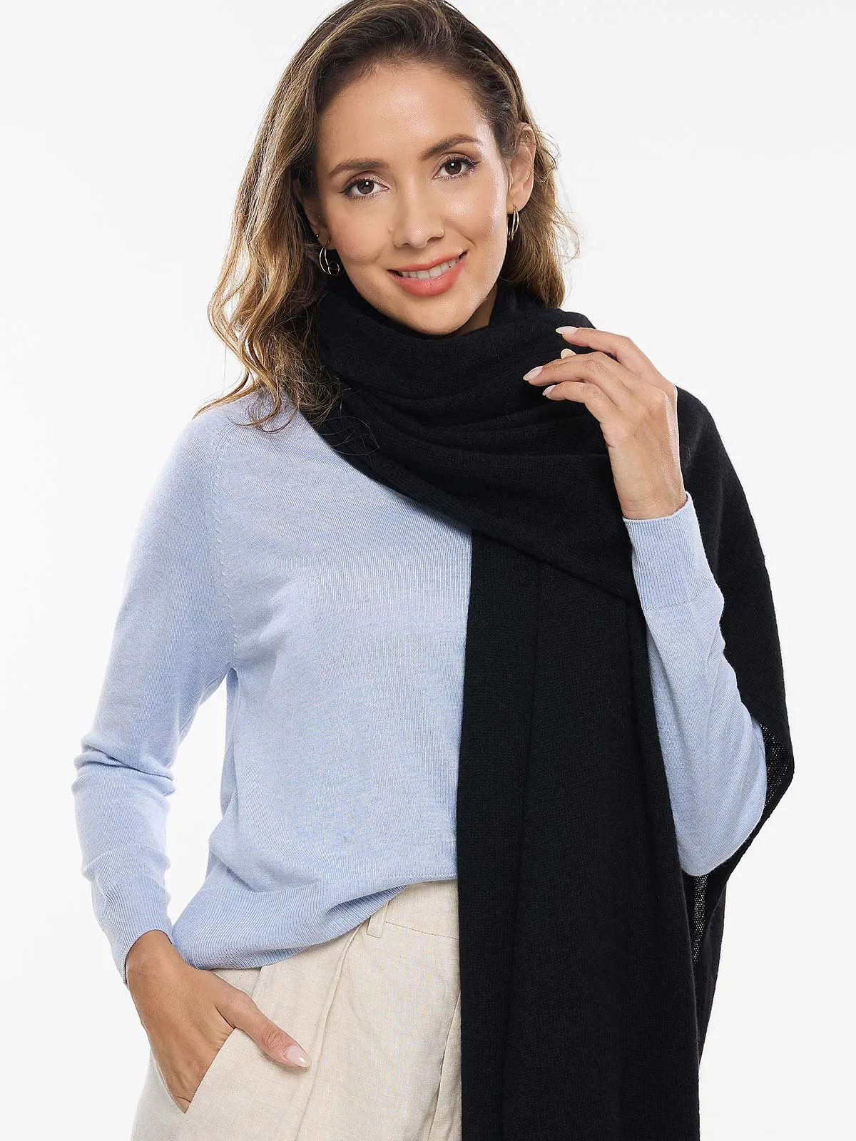 FlexKnit Black Cashmere Wrap
