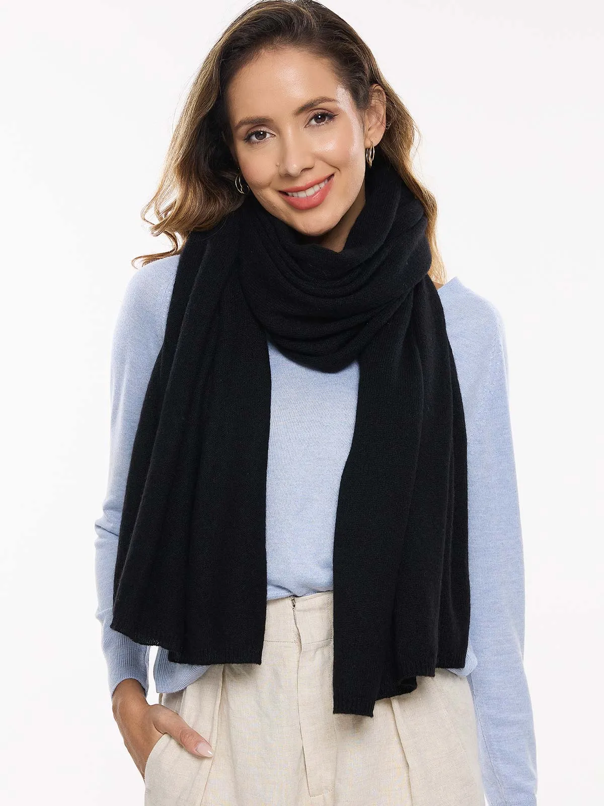 FlexKnit Black Cashmere Wrap