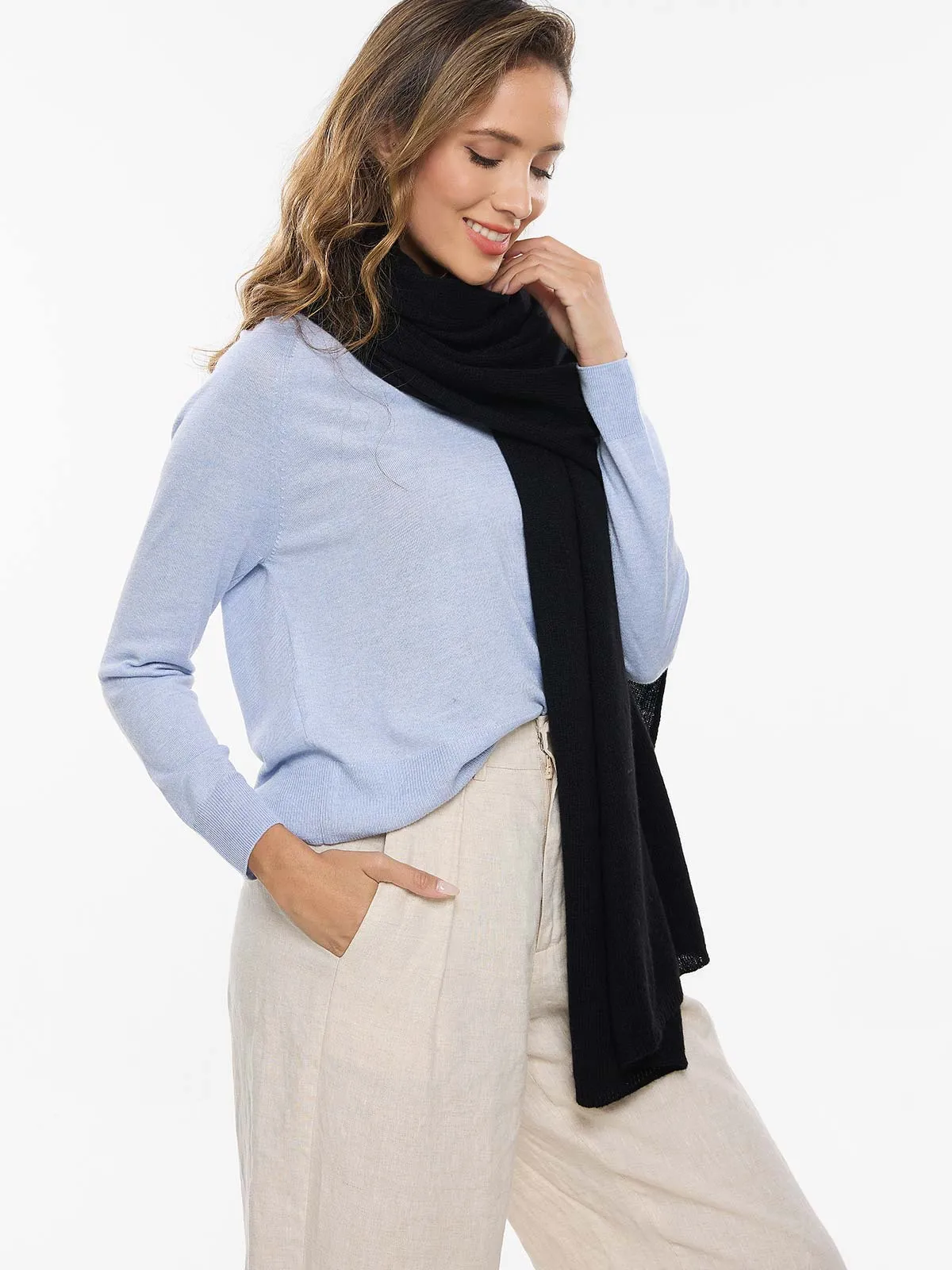 FlexKnit Black Cashmere Wrap