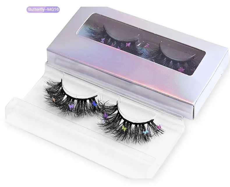 Fofosbeauty Glitter Sequins False Eyelashes, 3D Fluffy Wispy Faux Mink Lashes