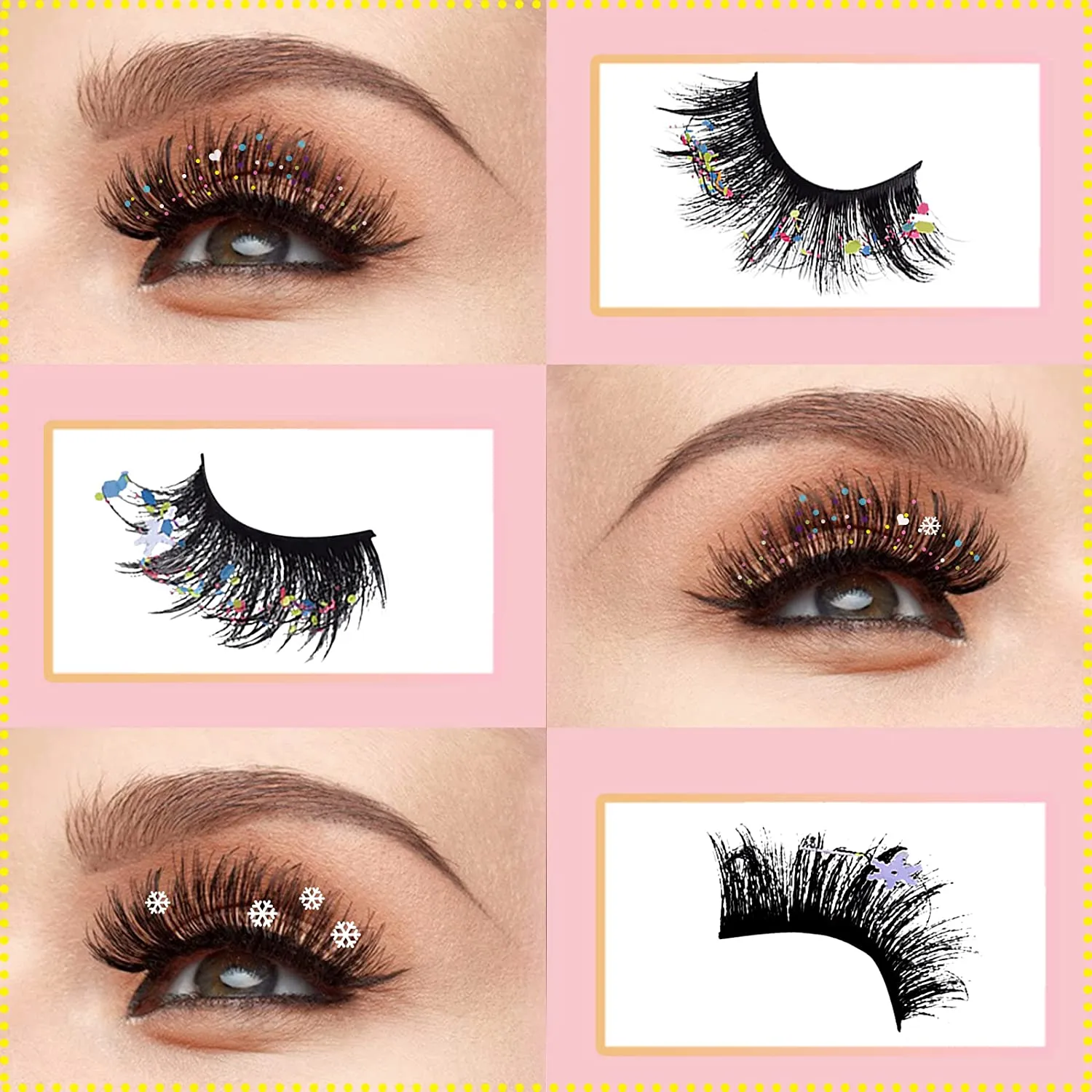 Fofosbeauty Glitter Sequins False Eyelashes, 3D Fluffy Wispy Faux Mink Lashes