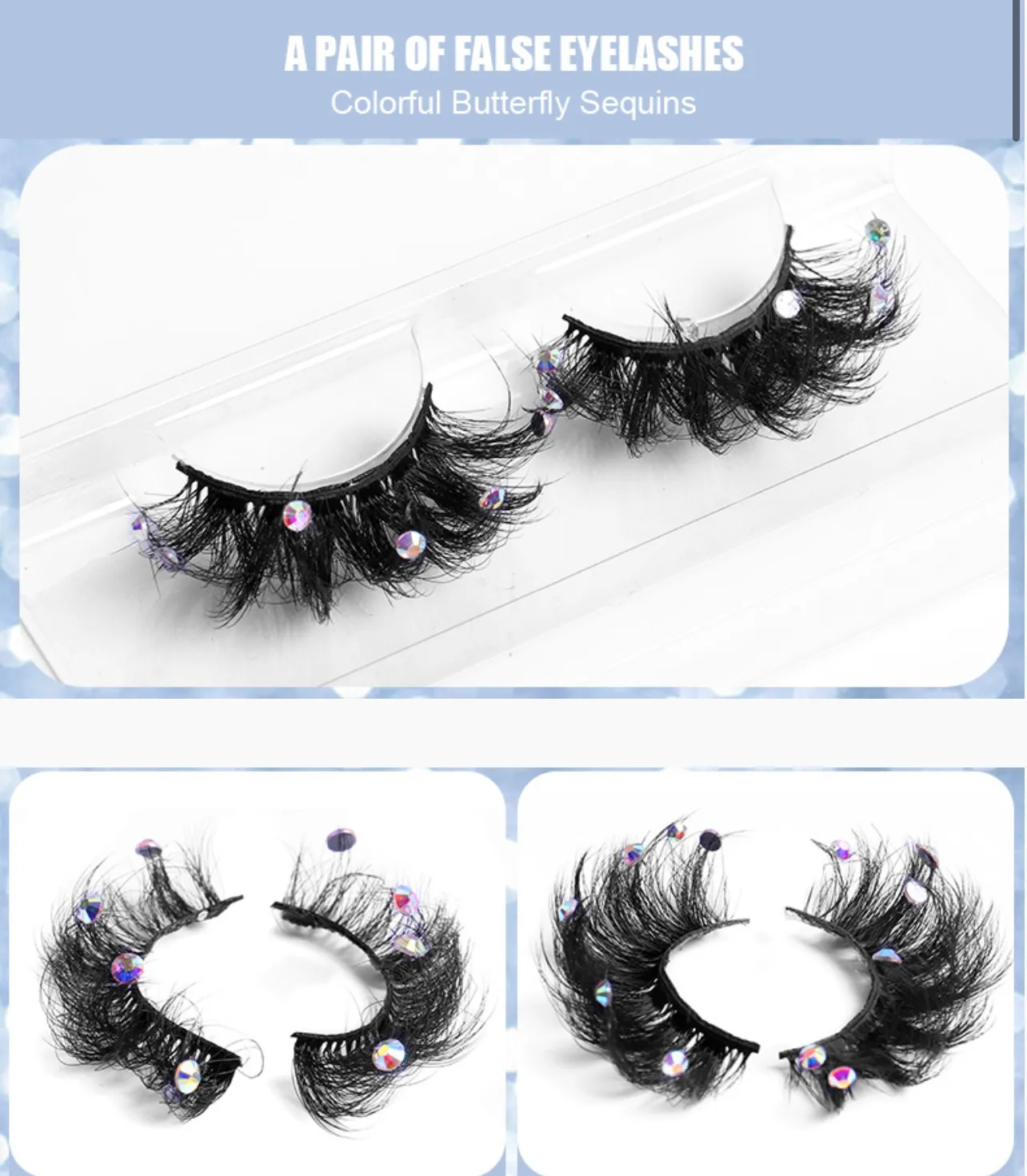 Fofosbeauty Glitter Sequins False Eyelashes, 3D Fluffy Wispy Faux Mink Lashes