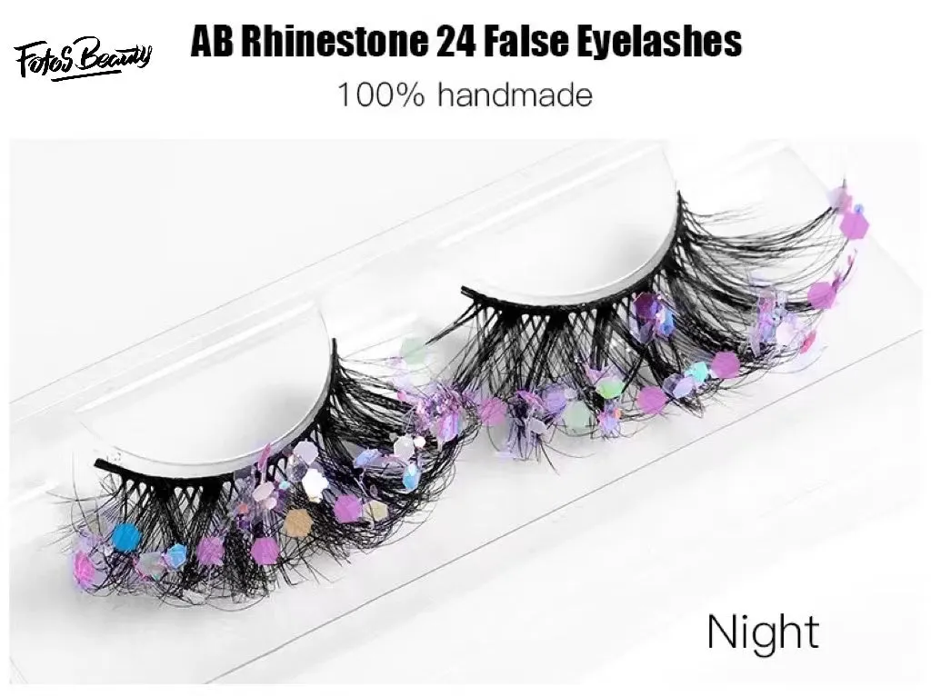Fofosbeauty Glitter Sequins False Eyelashes, 3D Fluffy Wispy Faux Mink Lashes