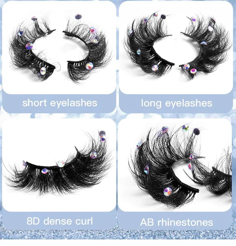 Fofosbeauty Glitter Sequins False Eyelashes, 3D Fluffy Wispy Faux Mink Lashes