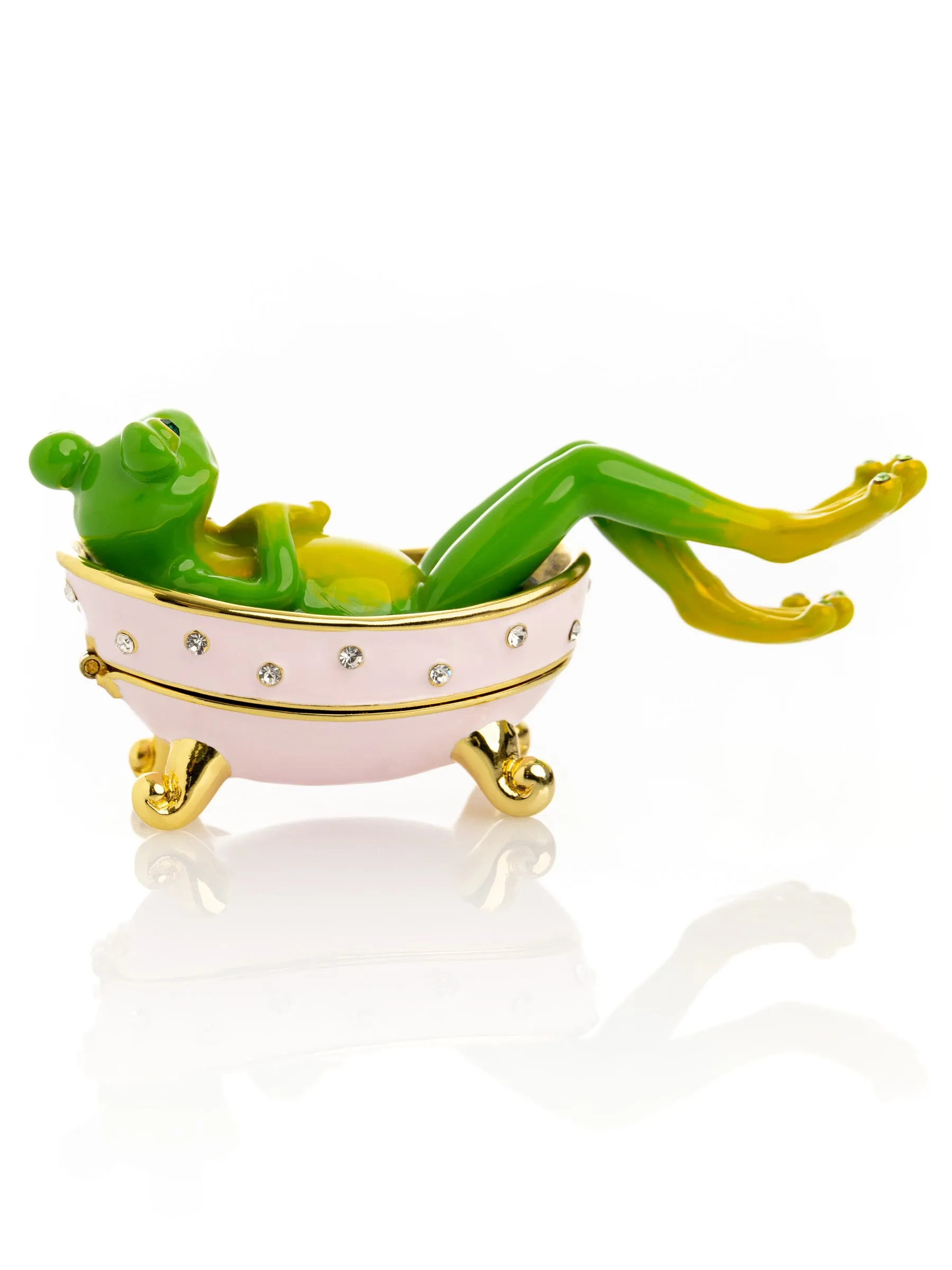 Frog In Bathtub Trinket Box