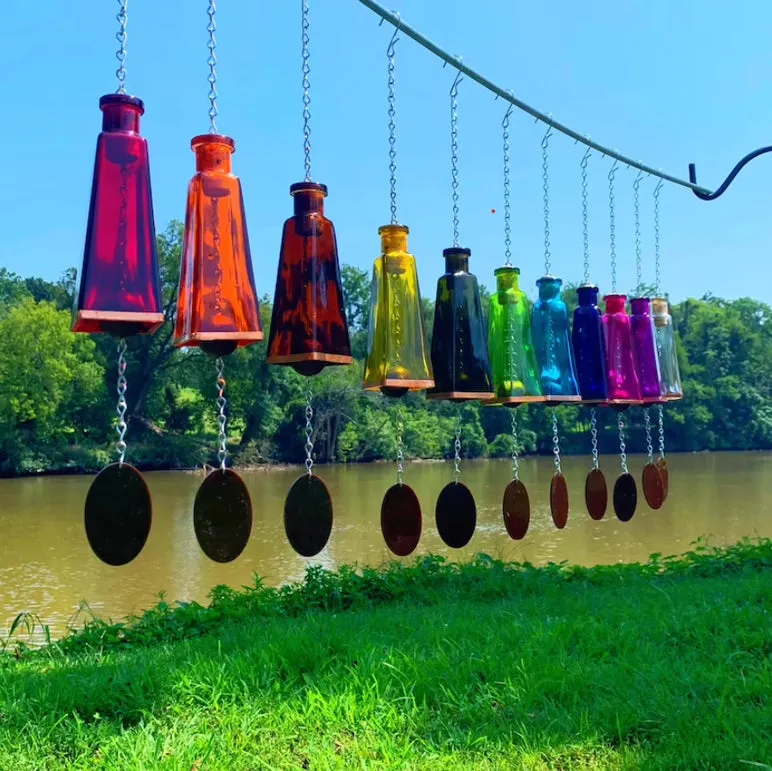 Glass Wind Chimes Made from Pyramid Shaped Bottles FB1594