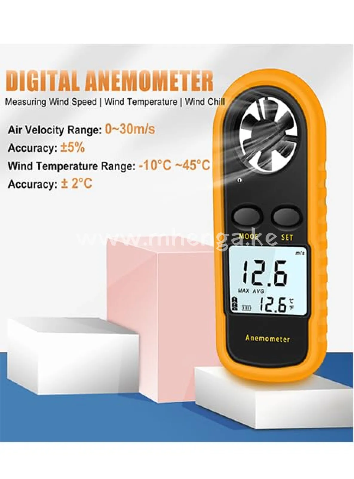 GM 816 Handheld Anemometer, Digital Wind Speed Meter Air Flow Meter for Measuring Wind Speed Temperature and Wind Chill, Portable Wind Gauge for HAVC Drone Sailing Fishing(LCD Backlight)