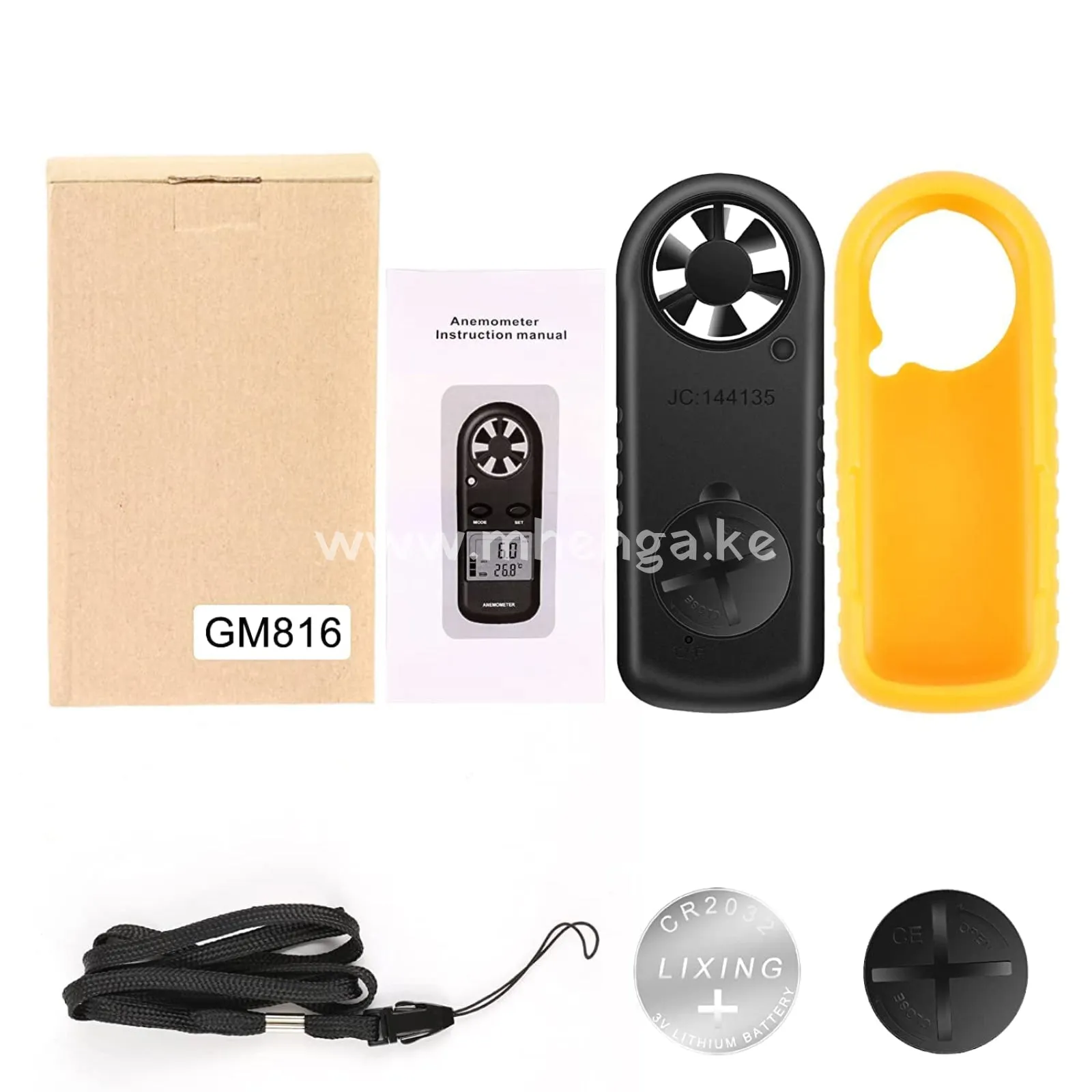 GM 816 Handheld Anemometer, Digital Wind Speed Meter Air Flow Meter for Measuring Wind Speed Temperature and Wind Chill, Portable Wind Gauge for HAVC Drone Sailing Fishing(LCD Backlight)