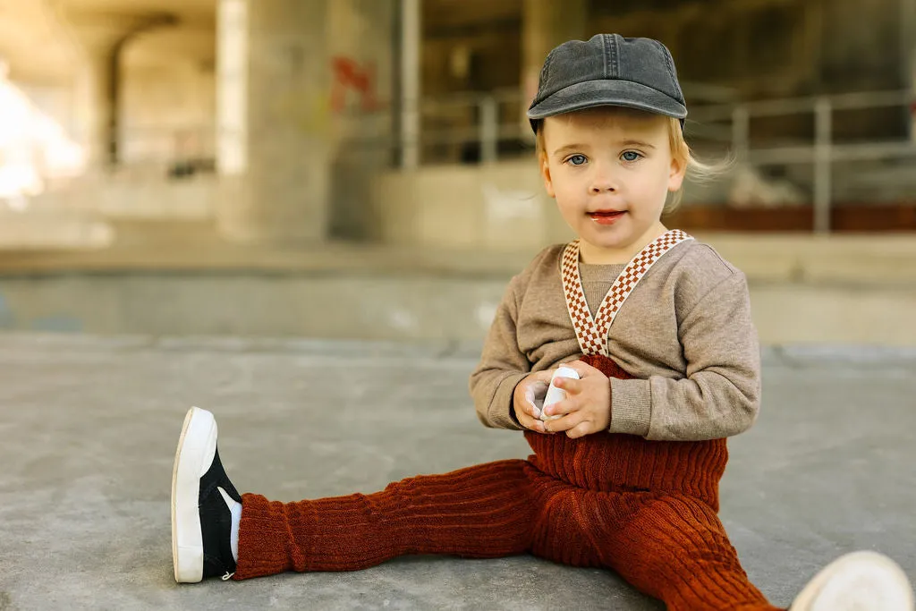 Granny Teddy Footless Tights - Cinnamon Checked