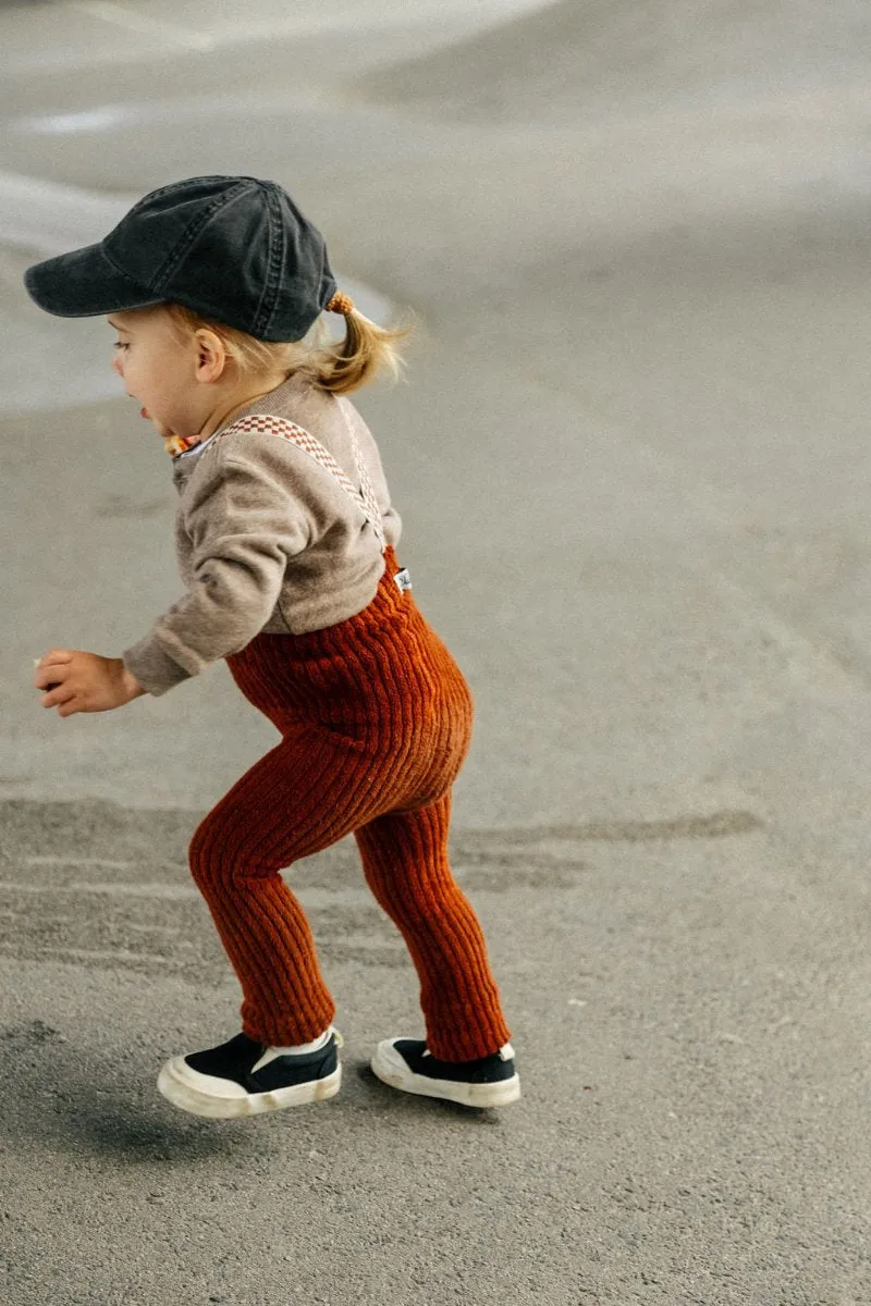 Granny Teddy Footless Tights - Cinnamon Checked