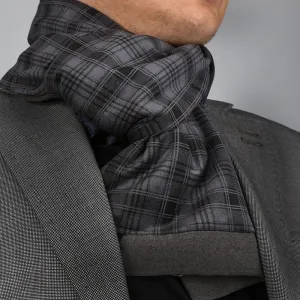 Gray Black Mens Silk Scarf - Designer neck scarf for winters