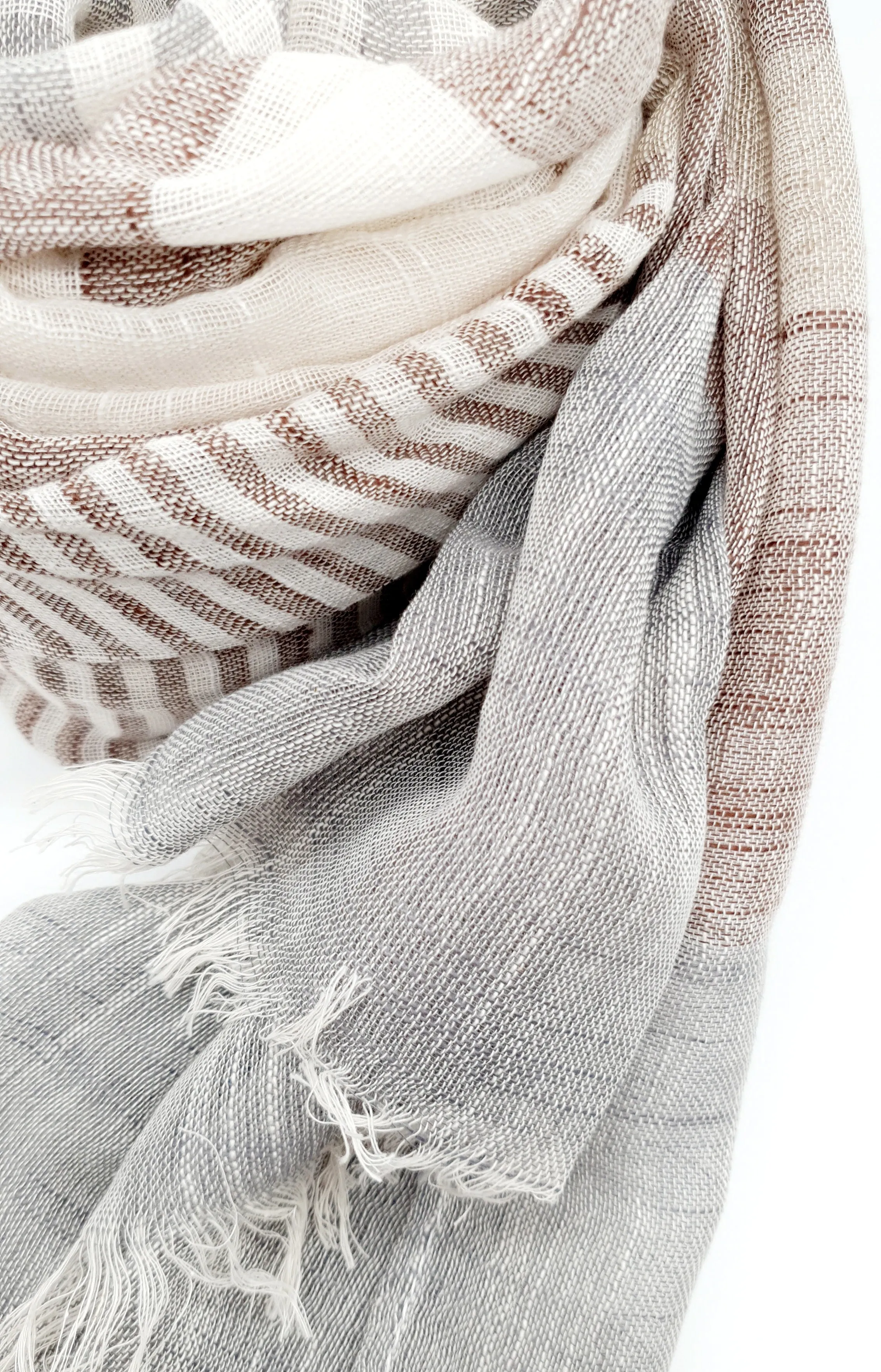Grimaud Scarf Coffee Grey Stripe
