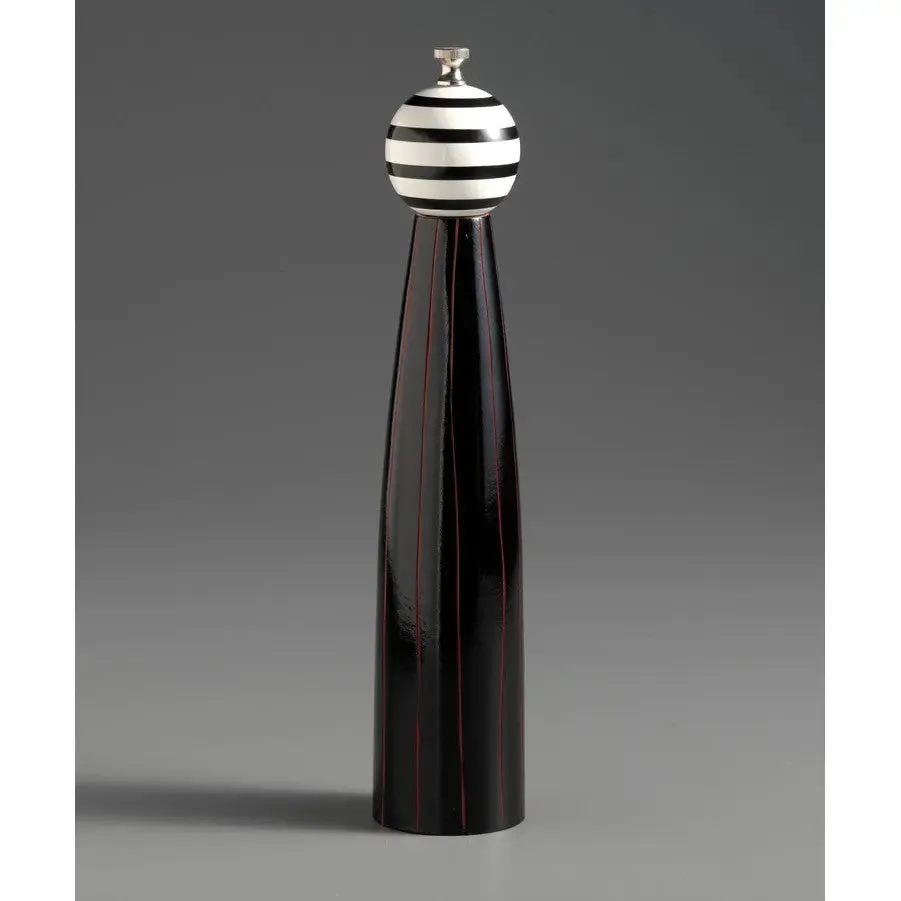 Grooved G-2 in Black, White, and Red Wooden Salt Shaker or Pepper Mill Grinder by Robert Wilhelm of Raw Design
